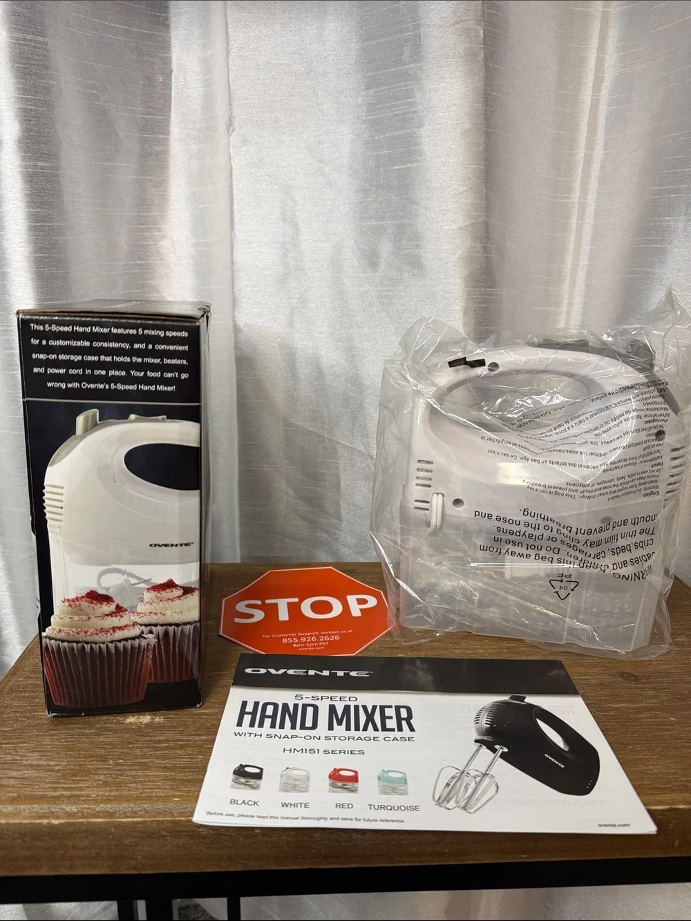 Ovente 5 Speed Hand Mixer Snap On Storage Case HM151 Series White New Open Box